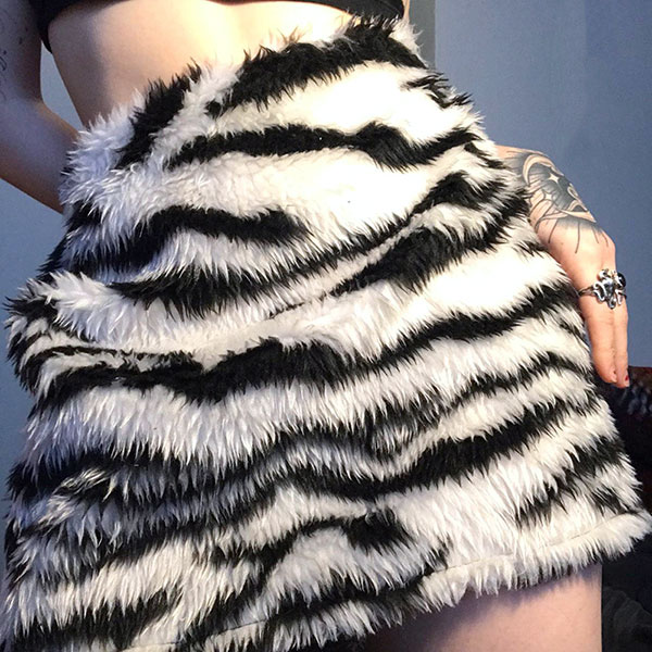 ZEBRA FUR SKIRT
