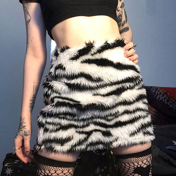 ZEBRA FUR SKIRT