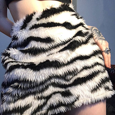 ZEBRA FUR SKIRT