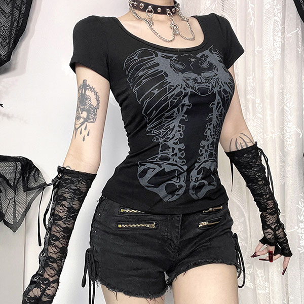 BACK LACE UP PUNK T-SHIRT