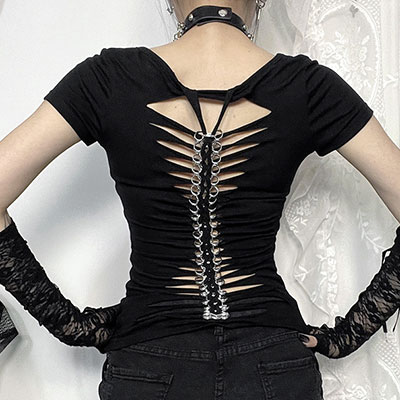 BACK LACE UP PUNK T-SHIRT