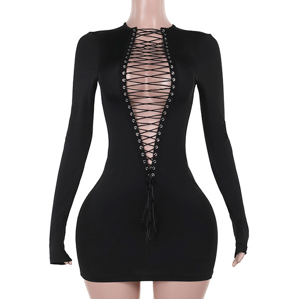 HOLLOW LACE UP ONE PIECE