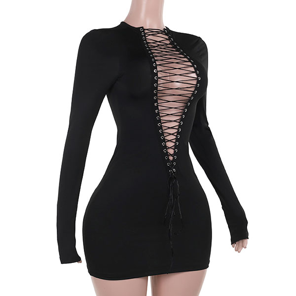 HOLLOW LACE UP ONE PIECE