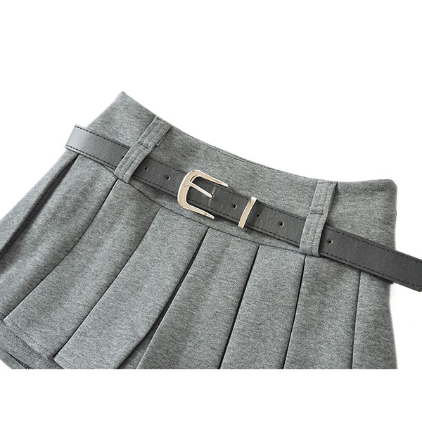 JERSEY PLEATS BELT SKORTS
