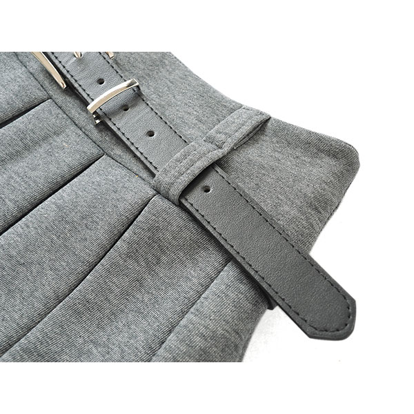 JERSEY PLEATS BELT SKORTS