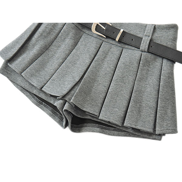 JERSEY PLEATS BELT SKORTS