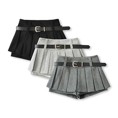 JERSEY PLEATS BELT SKORTS