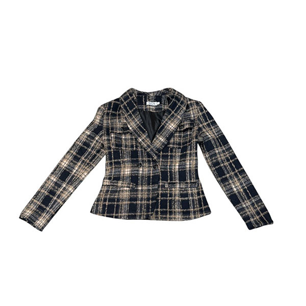 TWEED CHECK LAPEL JACKET