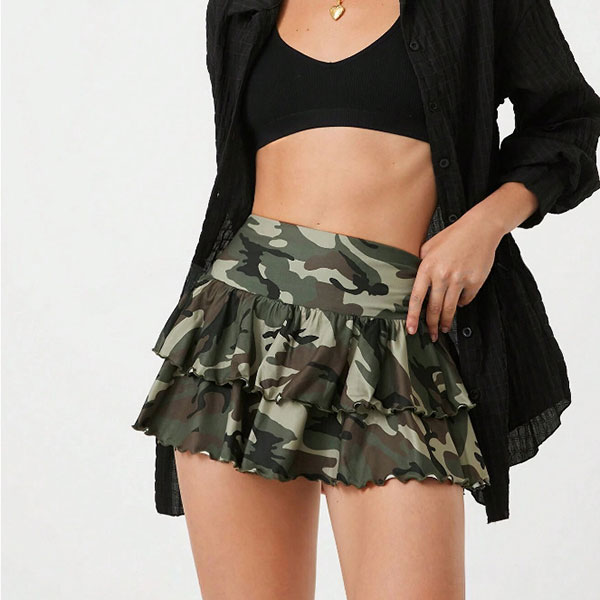 CAMO FRILL SKIRT