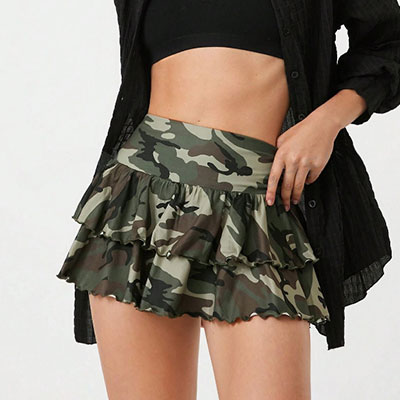 CAMO FRILL SKIRT
