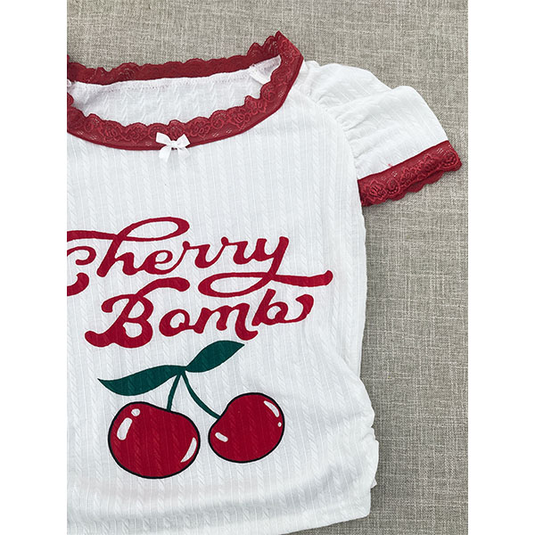 CHERRY TRIM LACE T-SHIRT