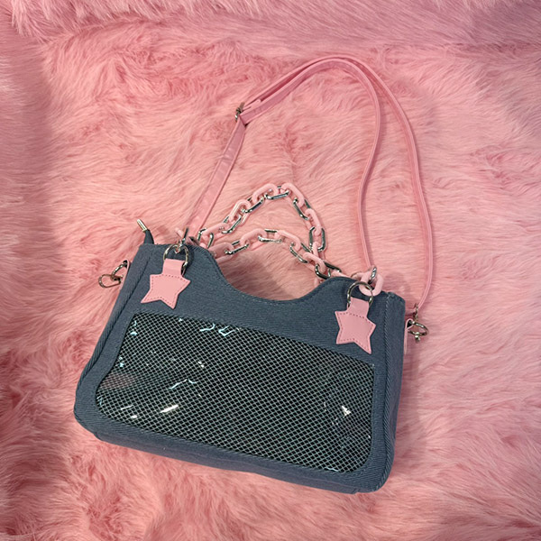 STAR CHAIN DENIM BAG
