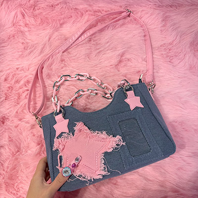 STAR CHAIN DENIM BAG