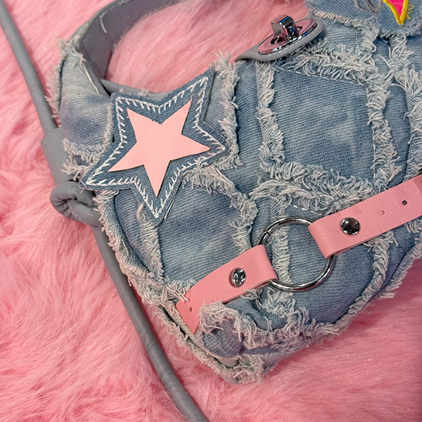 STAR FRINGE DENIM BAG