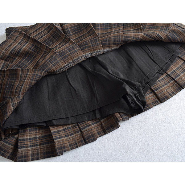 PLEATS CHECK SKIRT