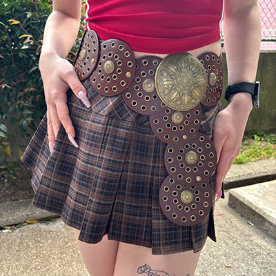 PLEATS CHECK SKIRT