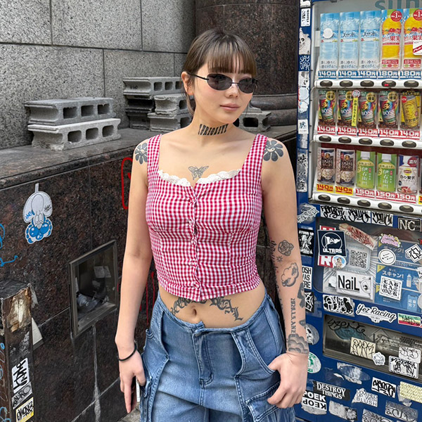 GINGHAM CHECK VEST