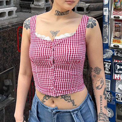 GINGHAM CHECK VEST