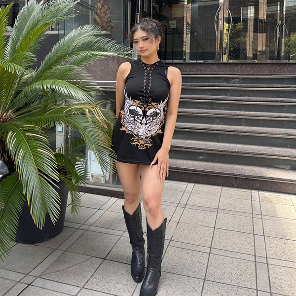 SKULL LACE UP TANKTOP