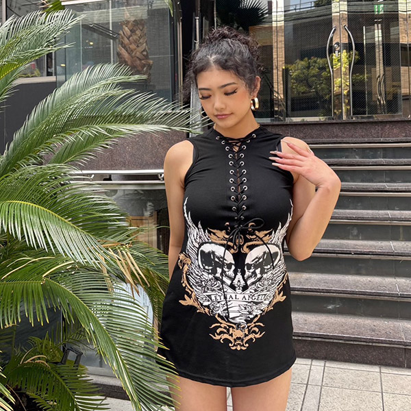 SKULL LACE UP TANKTOP