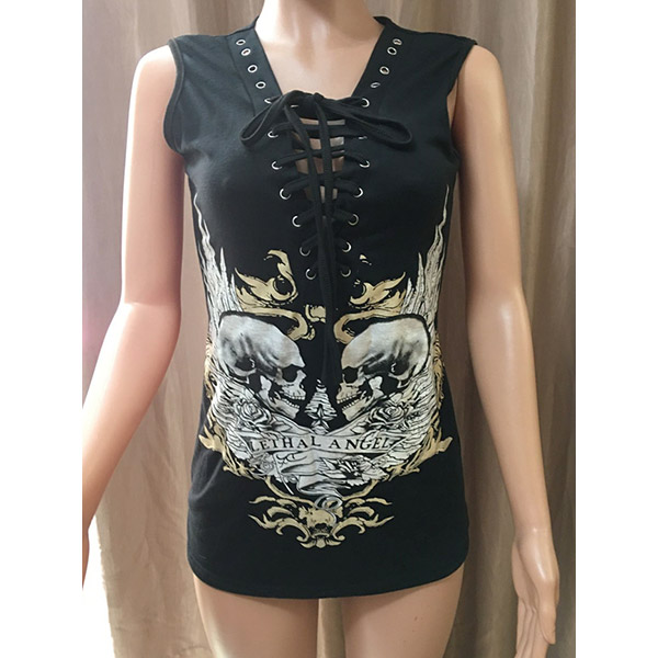 SKULL LACE UP TANKTOP