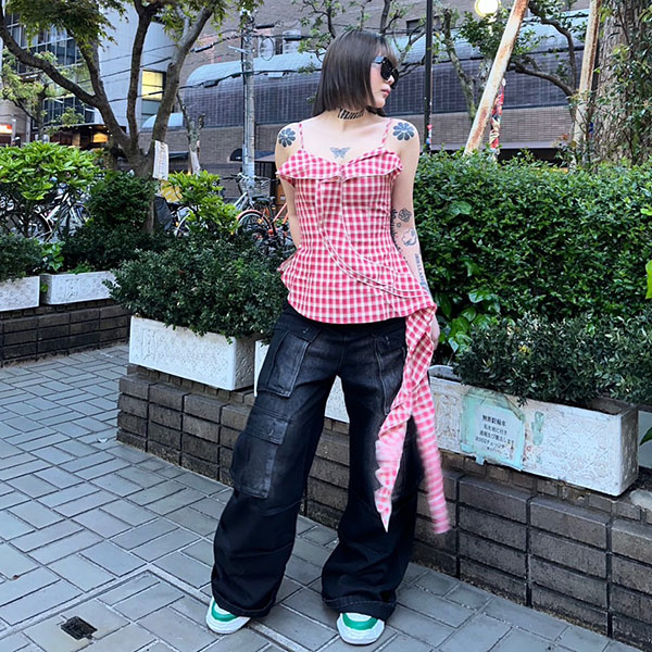CHECK RIBBON CAMISOLE