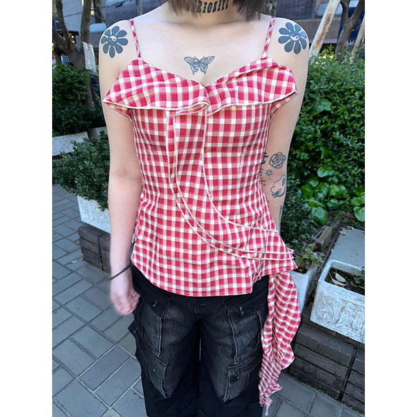CHECK RIBBON CAMISOLE