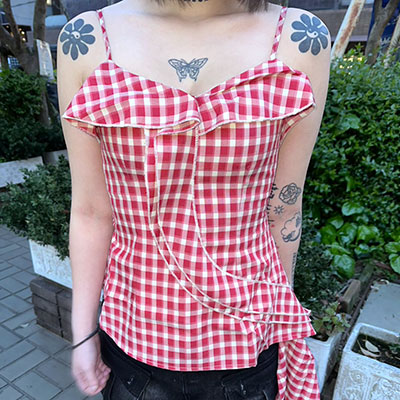 CHECK RIBBON CAMISOLE