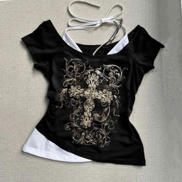 LAYERED CROSS T-SHIRT