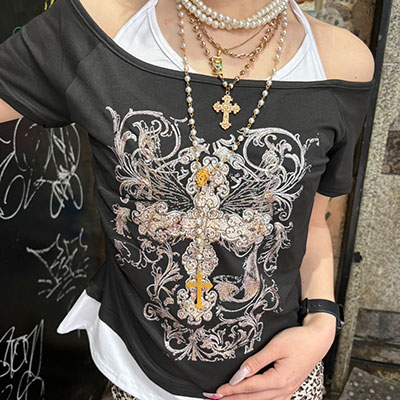 LAYERED CROSS T-SHIRT