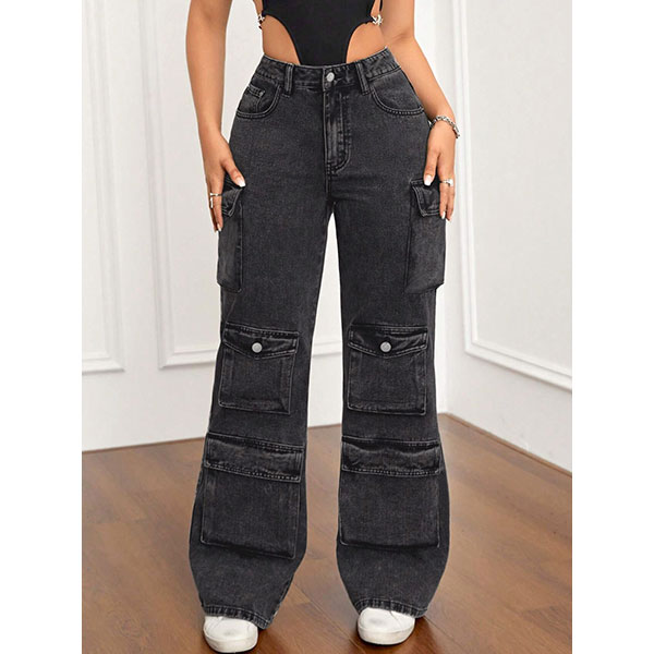 MULTI POCKET BLACK DENIM PANTS