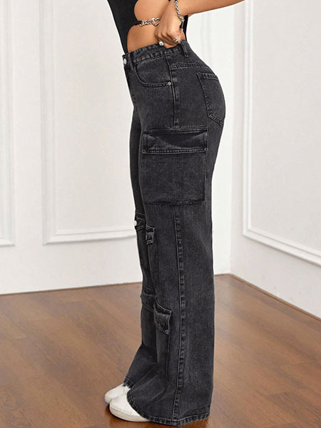 MULTI POCKET BLACK DENIM PANTS