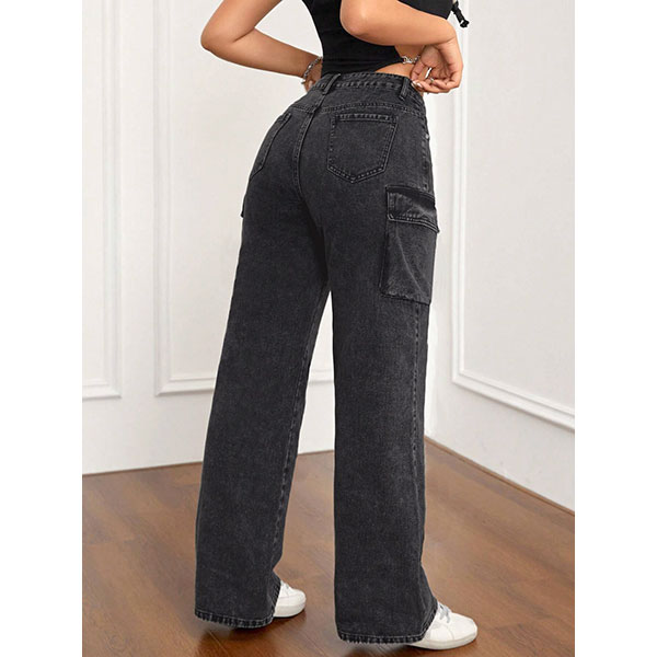 MULTI POCKET BLACK DENIM PANTS