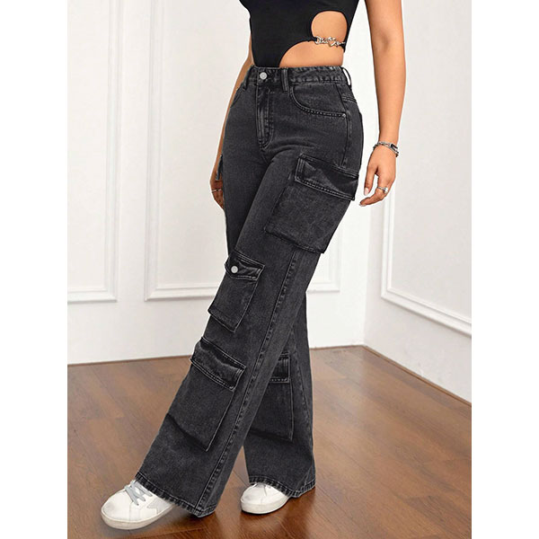 MULTI POCKET BLACK DENIM PANTS