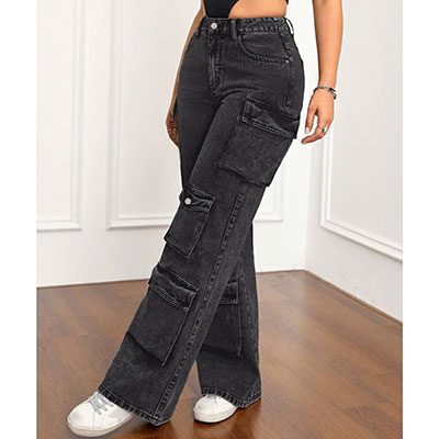 MULTI POCKET BLACK DENIM PANTS