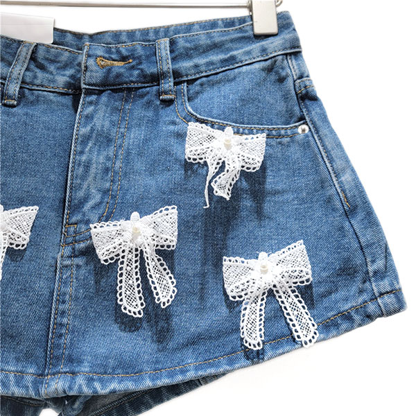 RIBBON DENIM SKORTS