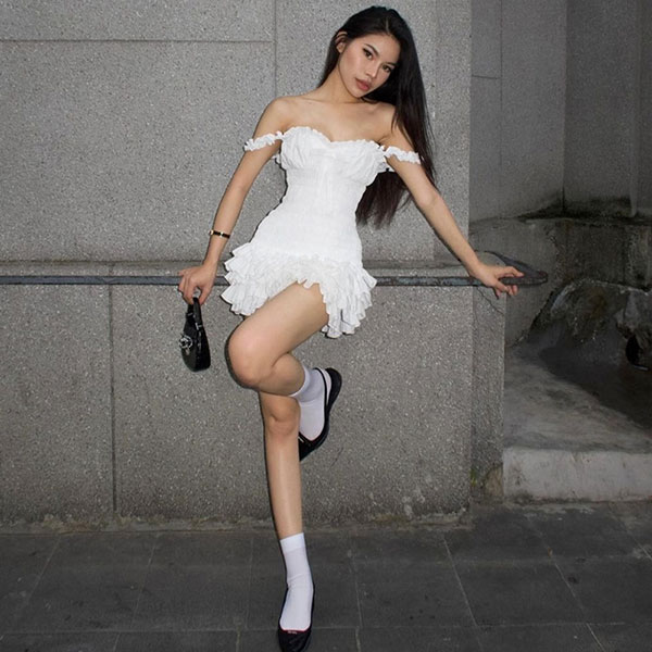 SHIRRING FRILL ONE PIECE
