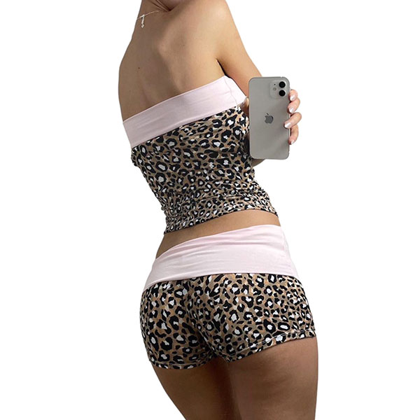 LEOPARD TRIM TWO PIECE