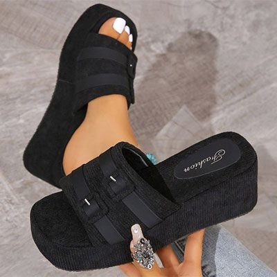 CORDUROY PLATFORM SANDAL