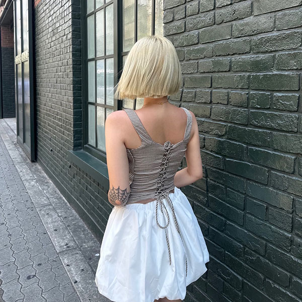 CHECK LACE UP TANKTOP