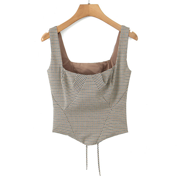 CHECK LACE UP TANKTOP