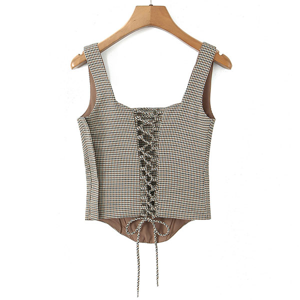 CHECK LACE UP TANKTOP