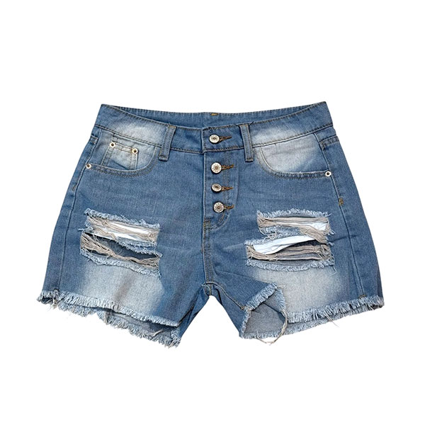 DAMAGE DENIM SHORTS