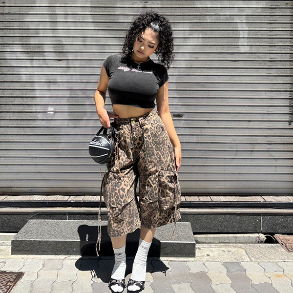 LEOPARD CARGO SHORTS