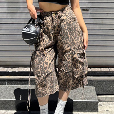 LEOPARD CARGO SHORTS