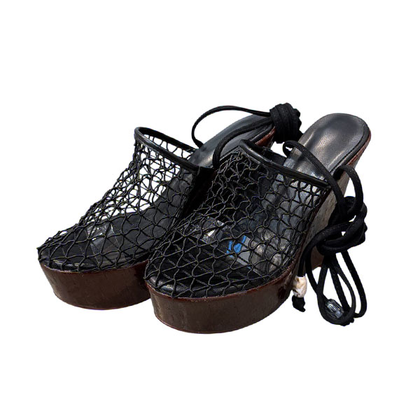 STRING MESH WEDGE SANDAL