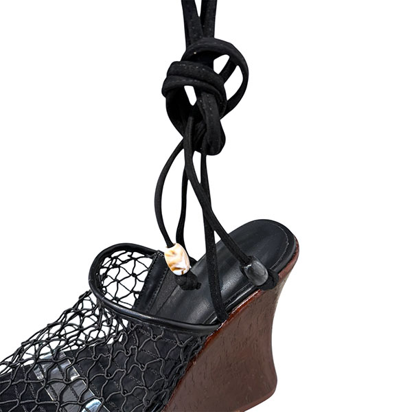 STRING MESH WEDGE SANDAL