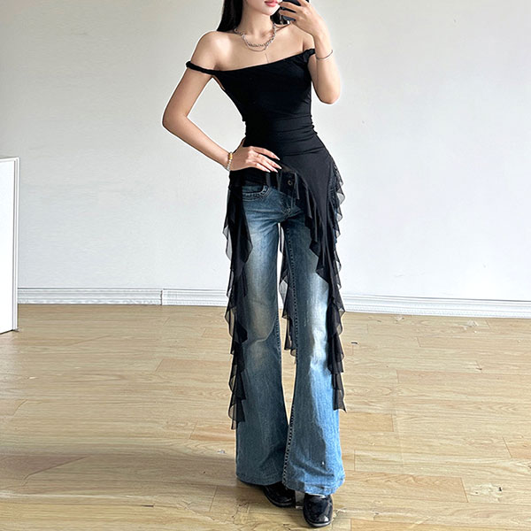 SHEER FRINGE OFF SHOULDER