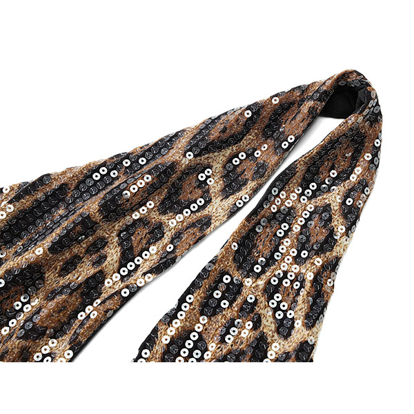 SEQUINS LEOPARD BACKLESS HALTERNECK