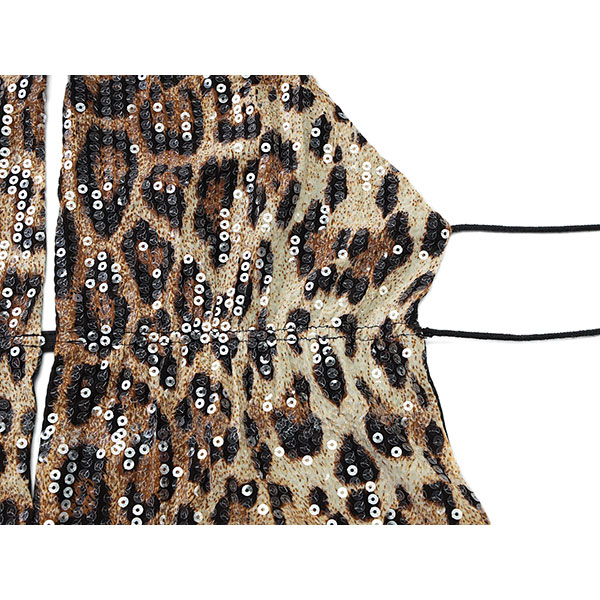 SEQUINS LEOPARD BACKLESS HALTERNECK